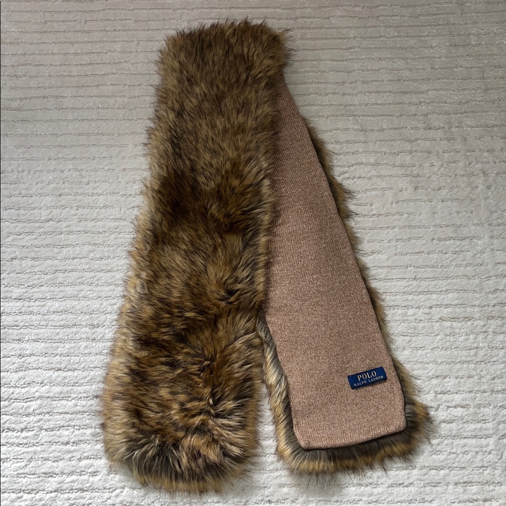 Polo by Ralph Lauren Faux Fur and Knit Scarf - Brown